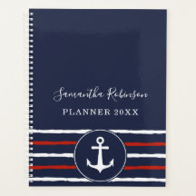 Nautical Anchor Navy Blue White Red 2024