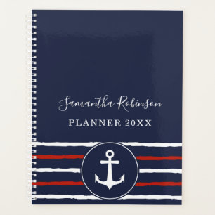 Nautical Anchor Navy Blue White Red 2024 Planer