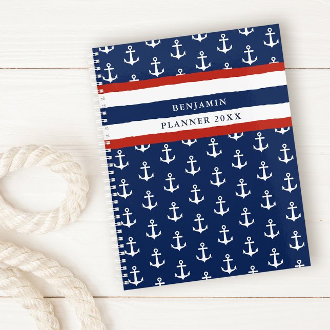 Nautical Anchor Navy Blue White Red Custom 2023 Planer (Von Creator hochgeladen)