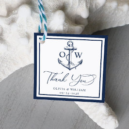 Nautical Anchor Navy Monogram danke Hochzeit Geschenkanhänger