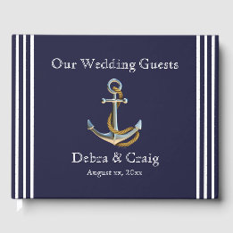 Nautical Anchor Navy Wedding Guestbook Gästebuch