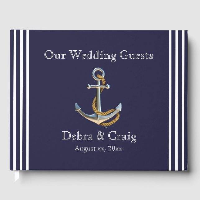 Nautical Anchor Navy Wedding Guestbook Gästebuch (Vorderseite)
