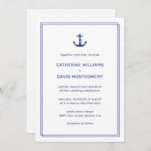 Nautical Anchor Navy & White Minimalistisch Weddin