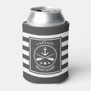 Nautical Anchor Oar Captain Boat Name Gray Strip Dosenkühler