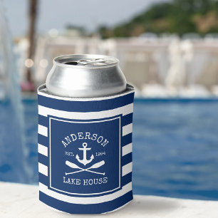 Nautical Anchor Oars Navy Blue Lake House gestrich Dosenkühler