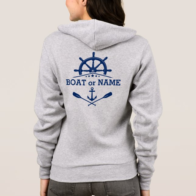Nautical Anchor Oars Ships Wheel Helm Boat Name Hoodie (Rückseite)