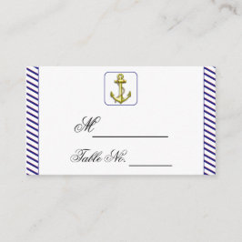 Nautical Anchor on Blue Stripe Wedding Platzkarte