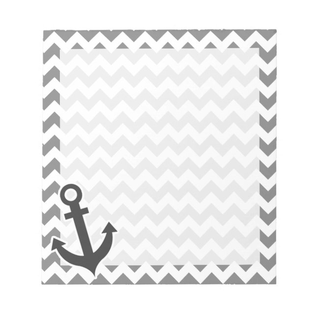 Nautical Anchor on Dark Gray Zickzack Notizblock (Vorderseite)