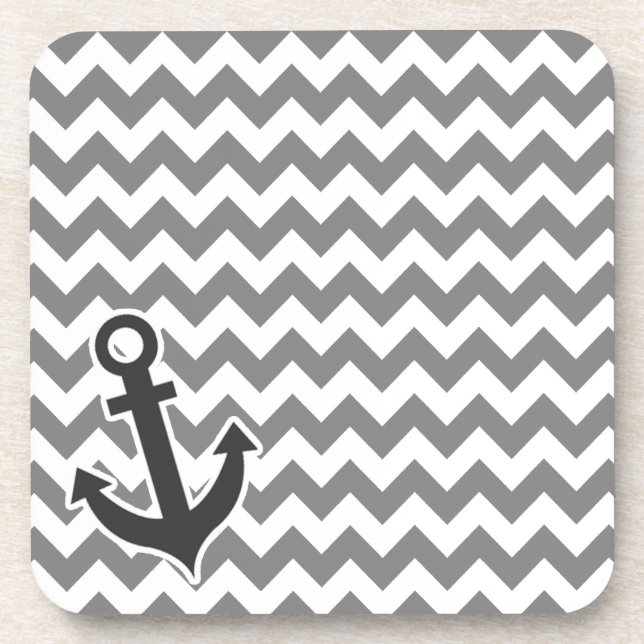 Nautical Anchor on Dark Gray Zickzack Untersetzer (Vorderseite)