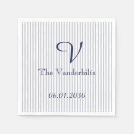 Nautical Anchor on Grey Stripe Wedding Serviette