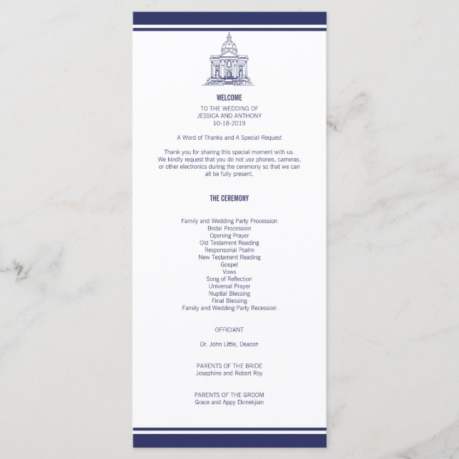 Nautical Anchor on Navy Wedding Program v4 JRoy Menükarte (Vorderseite)