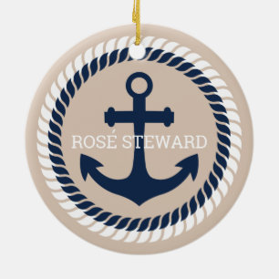 Nautical Anchor Personalisiert Keramik Ornament