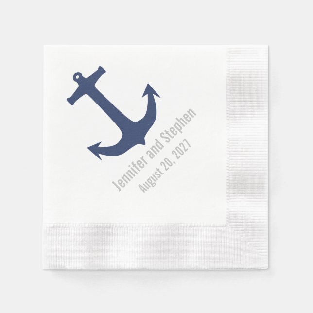 Nautical Anchor Personalisiert Wedding Napkins Serviette (Vorderseite)