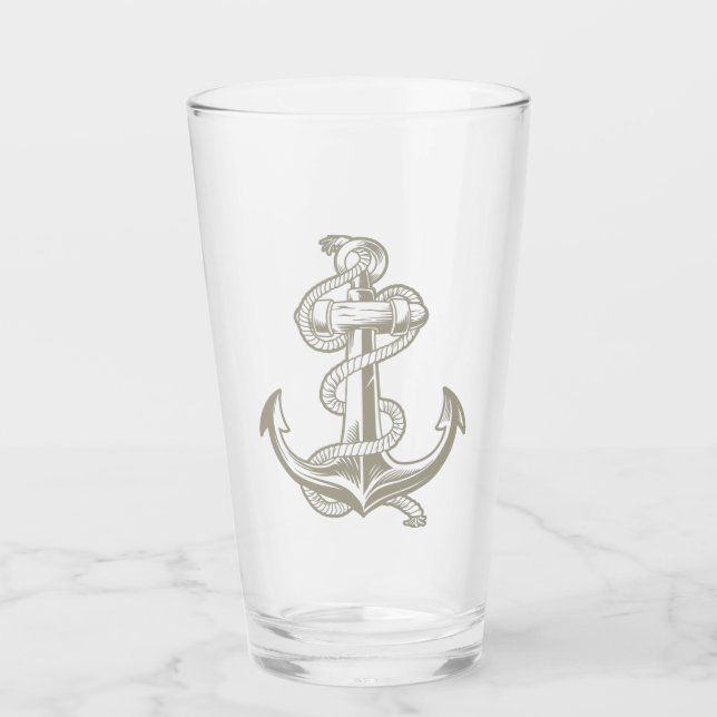 Nautical Anchor Pint (Lt tan) Glas (Vorderseite)