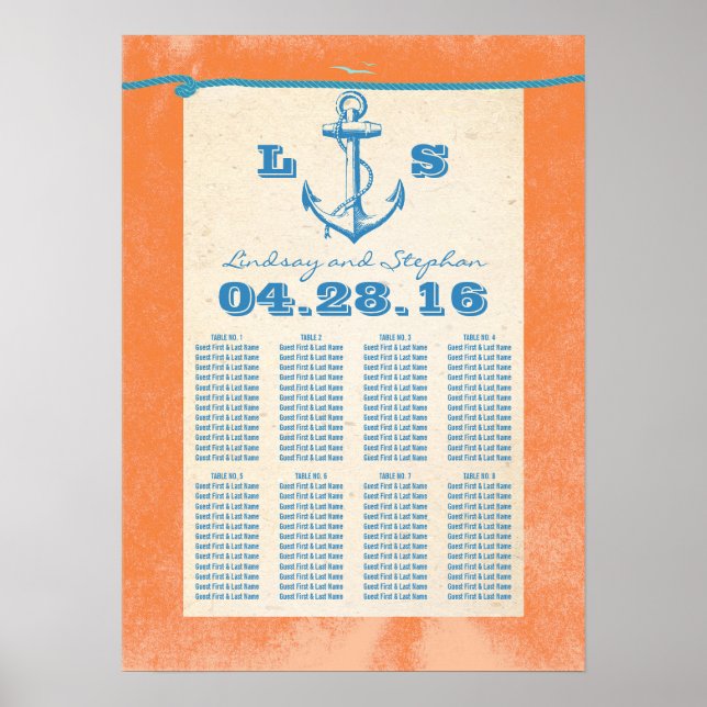 Nautical Anchor Poster für Hochzeiten (Vorne)