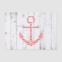 Nautical Anchor Red Stripes White Wood Party