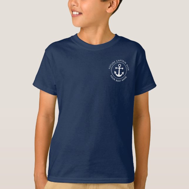 Nautical Anchor Rope Custom Boat Name Fun T-Shirt (Vorderseite)