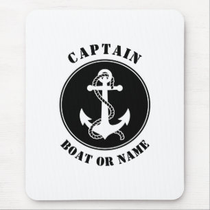 Nautical Anchor & Rope mit Captain Boat oder Name Mousepad