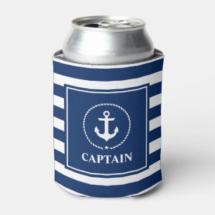 Nautical Anchor Rope Navy Blue Strip Captain Dosenkühler