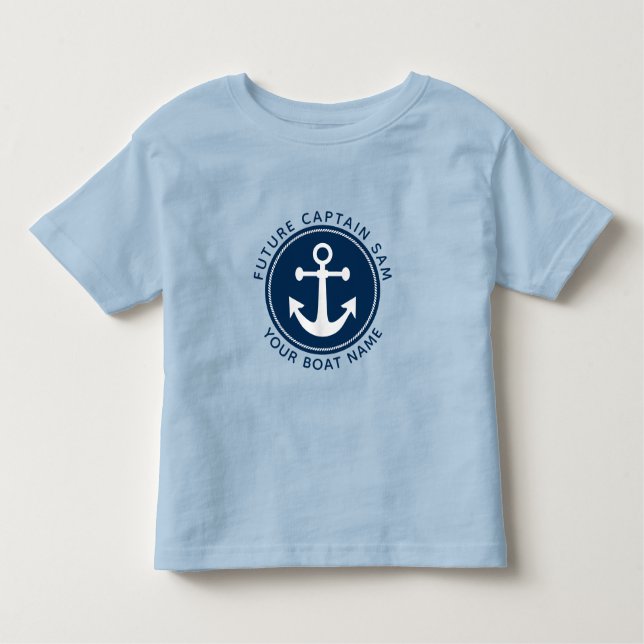 Nautical Anchor Rope Navy Name Kleinkind T-shirt (Vorderseite)