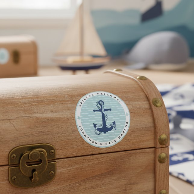 Nautical Anchor & Rope Safe Harbor ID1250 Runder Aufkleber (Von Creator hochgeladen)