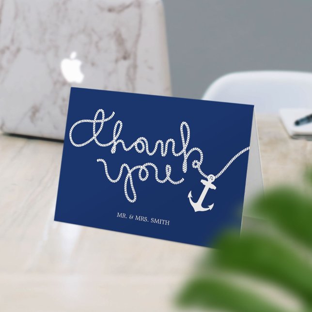 Nautical Anchor & Rope Wedding Vielen Dank Dankeskarte (Von Creator hochgeladen)
