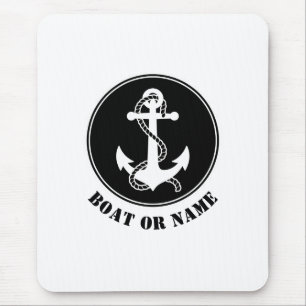 Nautical Anchor & Rope Your Boot oder Name Black Mousepad