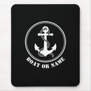 Nautical Anchor & Rope Your Boot oder Name Black Mousepad