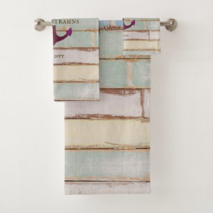 Nautical Anchor Rustic Wood Weathered Decke Badhandtuch Set