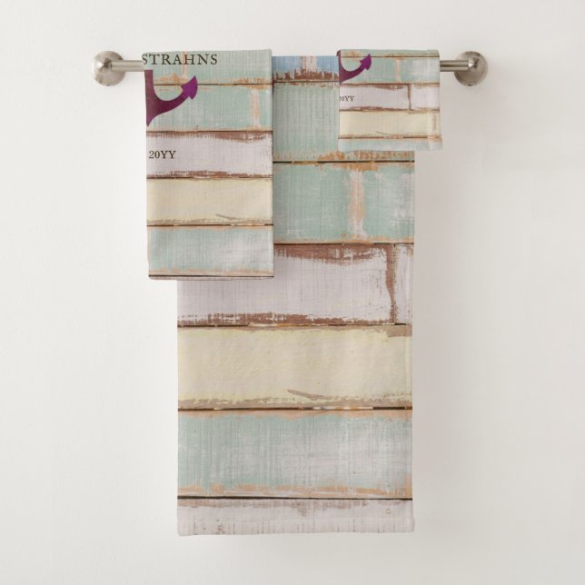 Nautical Anchor Rustic Wood Weathered Decke Badhandtuch Set (Insitu)