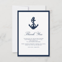 Nautical Anchor Script Boy Baby Shooter Dankeskarte