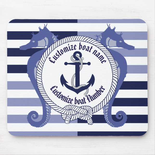 Nautical Anchor/Seaman's Knoten/Customize Name, # Mousepad (Vorne)