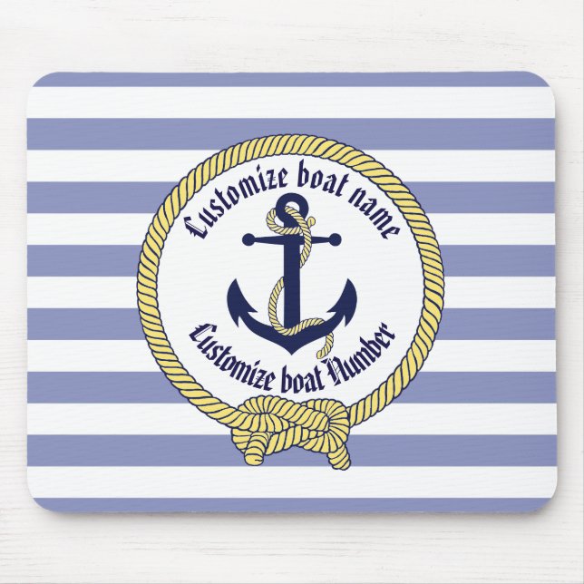 Nautical Anchor/Seaman's Knoten/Customize Name, # Mousepad (Vorne)