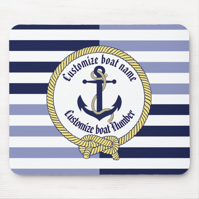 Nautical Anchor/Seaman's Knoten/Customize Name, # Mousepad (Vorne)