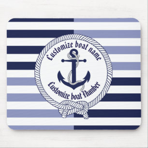 Nautical Anchor/Seaman's Knoten/Customize Name, # Mousepad