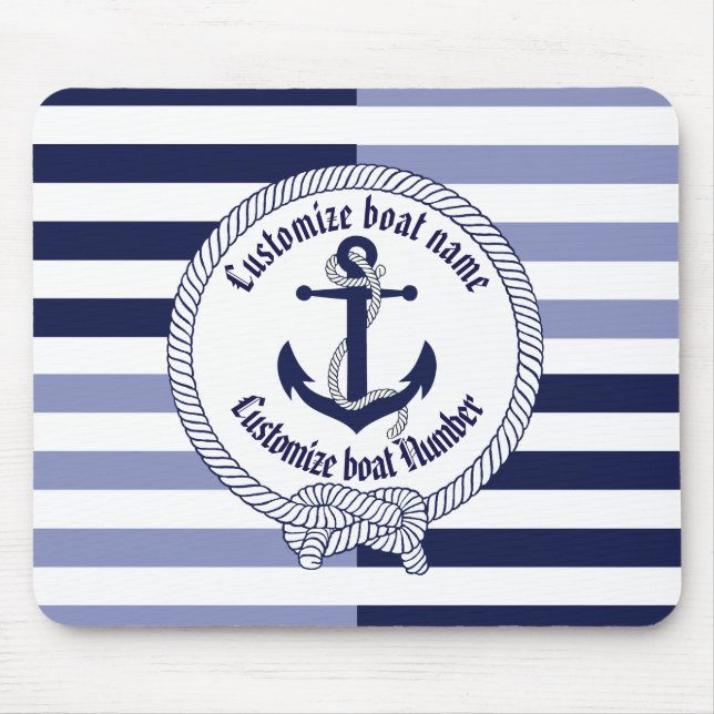 Nautical Anchor/Seaman's Knoten/Customize Name, # Mousepad (Vorne)