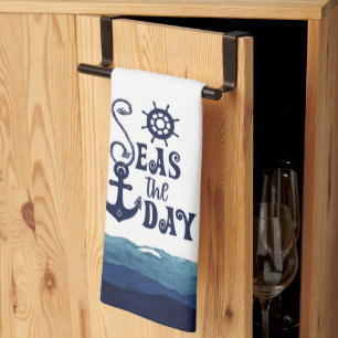 Nautical Anchor SEAS THE DAY Geschirrtuch