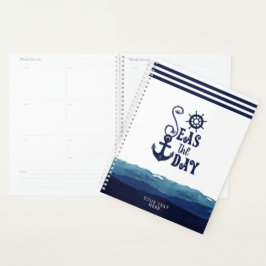 Nautical Anchor SEAS THE DAY Watercolor Waves Planer