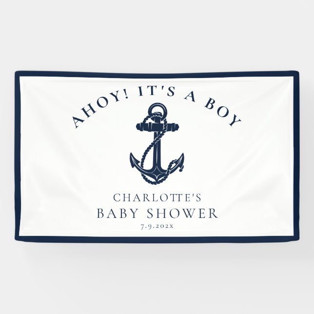 Nautical Anchor Segelboy Baby Dusche Banner (Horizontal)