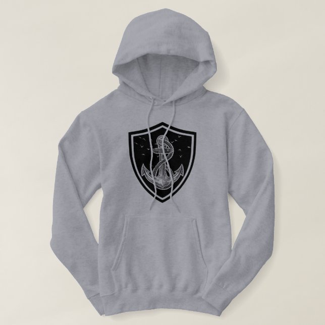 Nautical Anchor Shield Fishing Hoodie (Design vorne)