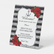 Nautical Anchor Silver Black Stripe Hochzeitssiche