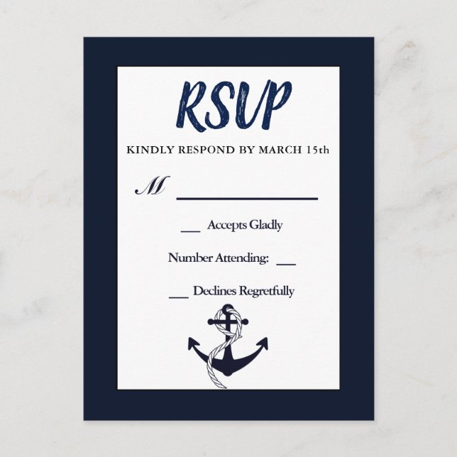 Nautical Anchor UAWG Wedding Card Einladungspostkarte (Vorderseite)
