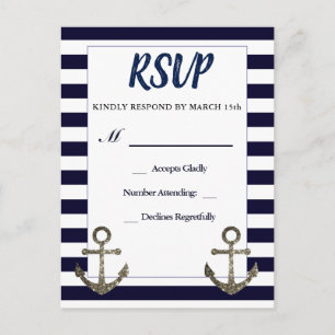Nautical Anchor UAWG Wedding Card Einladungspostkarte