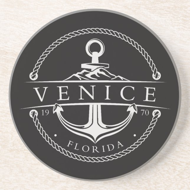 Nautical Anchor Venice Florida 1970 Getränkeuntersetzer (Vorne)