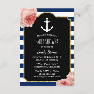 Nautical Anchor Vintag Floral Baby Dusche Einladung