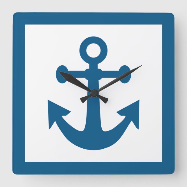 Nautical Anchor wall clock Quadratische Wanduhr (Vorderseite)