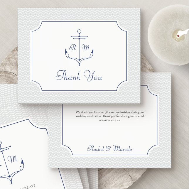 Nautical Anchor Wedding Dankeschön Card Dankeskarte (Von Creator hochgeladen)