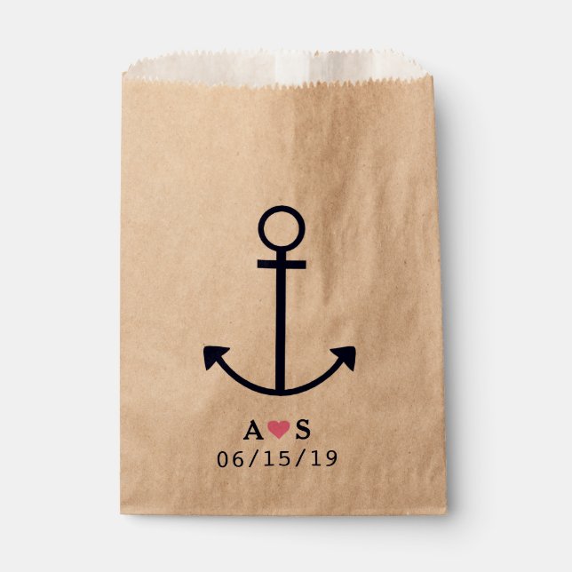 Nautical Anchor Wedding Fvor Bags personalisiert Geschenktütchen (Vorderseite)