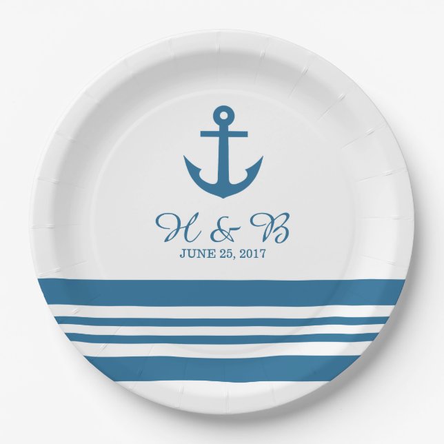 Nautical Anchor Wedding Paper Teller (Vorderseite)
