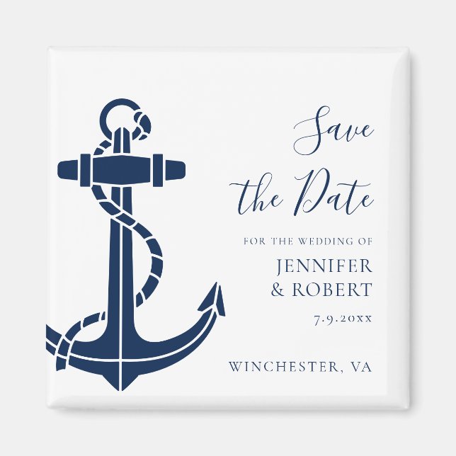 Nautical Anchor Wedding Save the Date Magnet (Vorne)